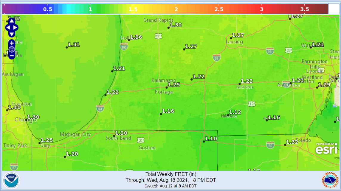 Weekly forecasted reference evapotranspiration rate .